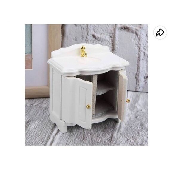 Dollhouse White Bathroom Vanity 1:12 Scale New - Picture 6 of 11